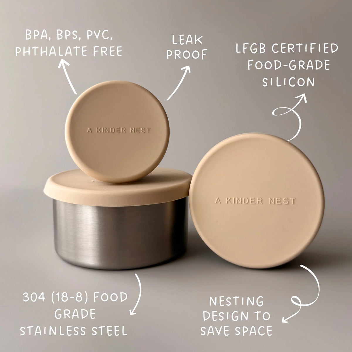Stainless Steel Food Storage Containers (Trio)