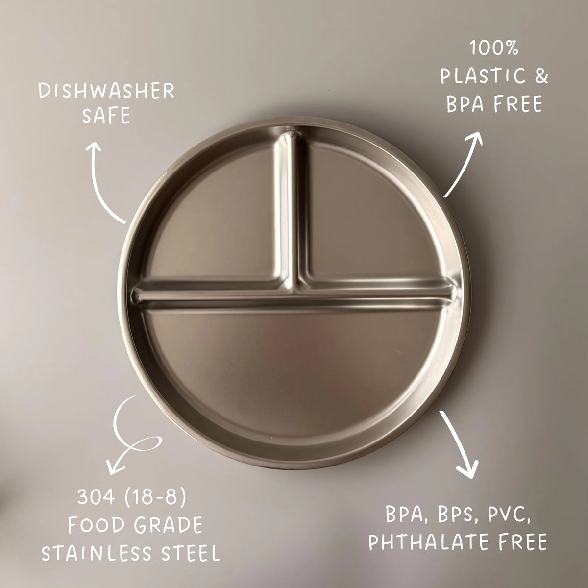 Stainless Steel Kids 3-Section Plate